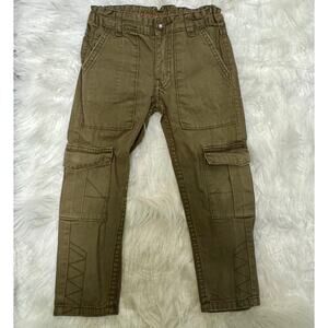 Zadig & Voltaire Skinny Cargo Pants Embroidered Wolf Army Green Kids Sz 4T
